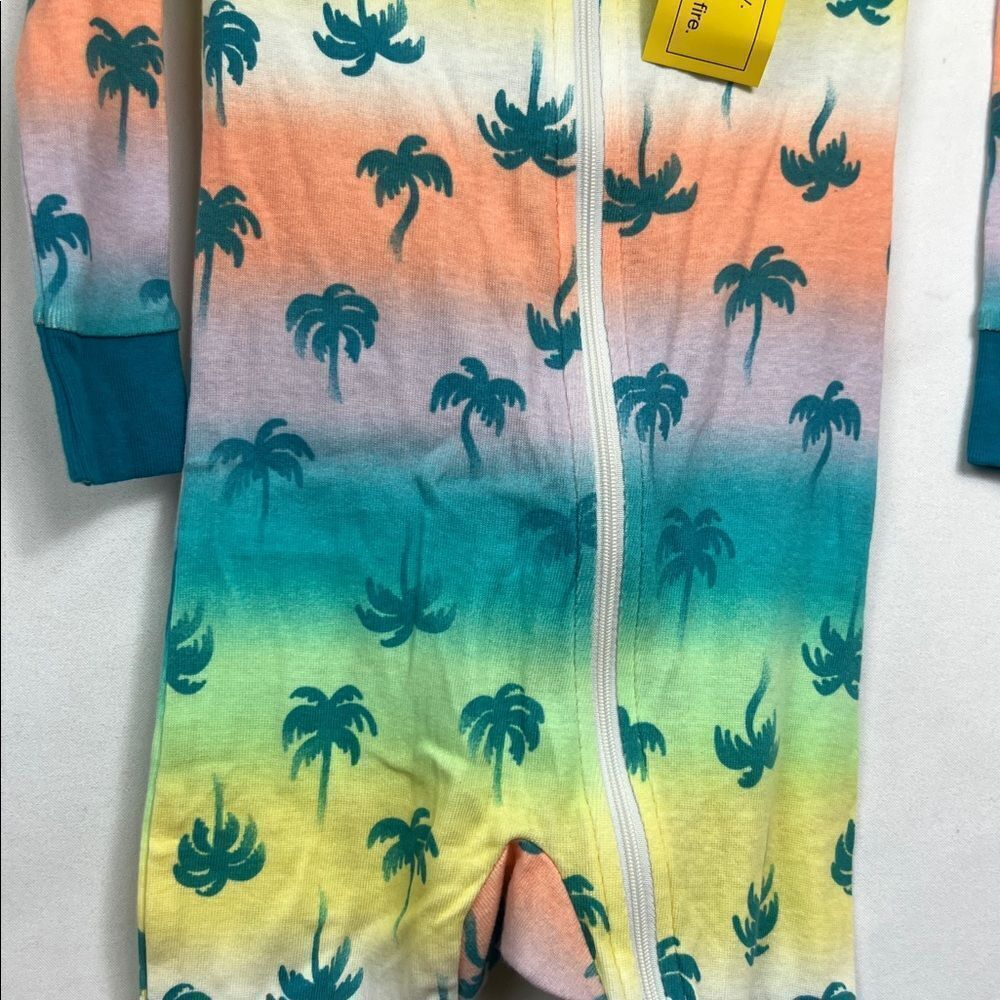 Cat & Jack palm tree one piece cotton Pajamas zip up size 24 months New - Picture 7 of 12